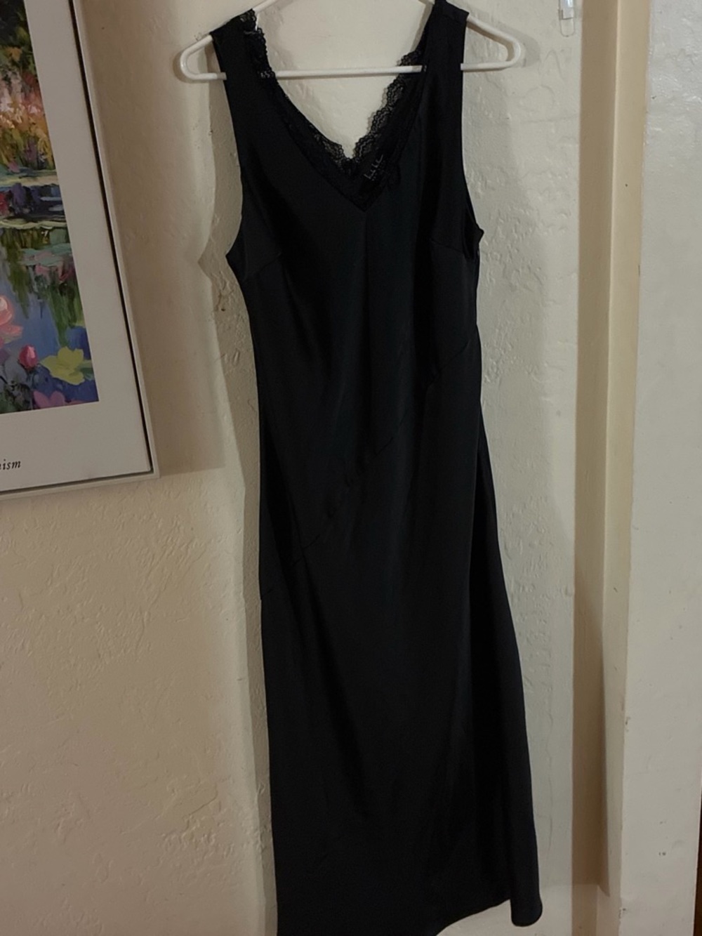 Nicole Miller Black Lace-Trim V-Neck Slip